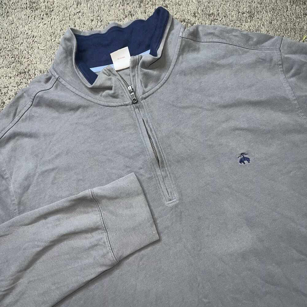 Brooks Brothers Men’s Gray Cotton Quarter Zip Pullover 2XL XXL